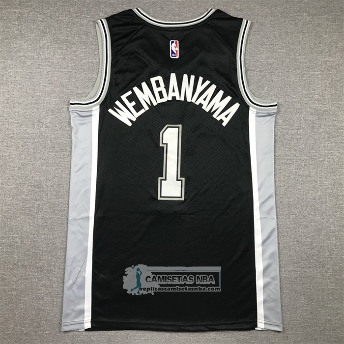 Camiseta San Antonio Spurs Victor Wembanyama NO 1 Icon 2022-23 Negro